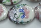 CLG801 15.5 inches 22*28mm oval lampwork glass beads wholesale