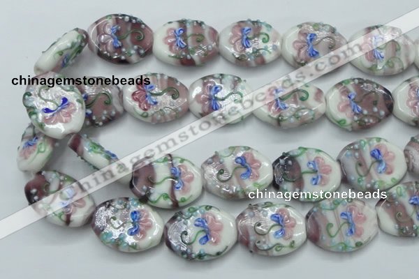 CLG801 15.5 inches 22*28mm oval lampwork glass beads wholesale