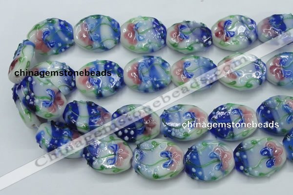 CLG802 15.5 inches 22*28mm oval lampwork glass beads wholesale