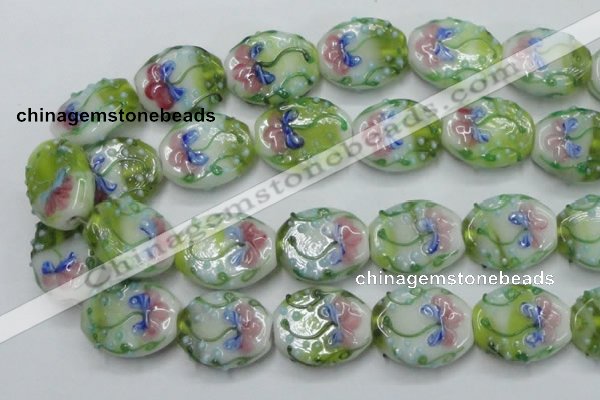 CLG803 15.5 inches 22*28mm oval lampwork glass beads wholesale