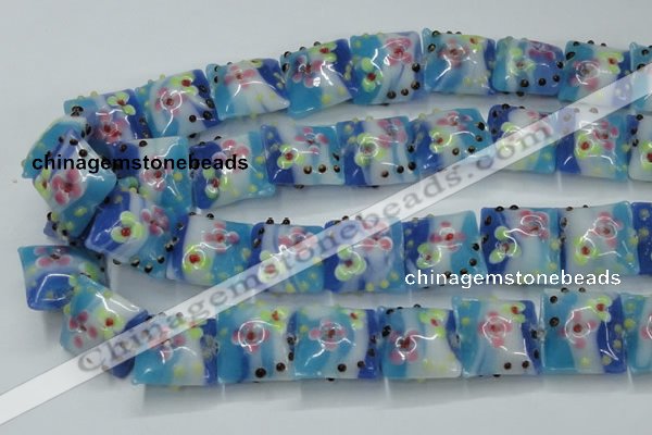 CLG808 15.5 inches 20*20mm square lampwork glass beads wholesale