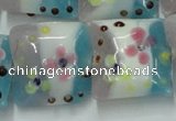 CLG809 15.5 inches 20*20mm square lampwork glass beads wholesale