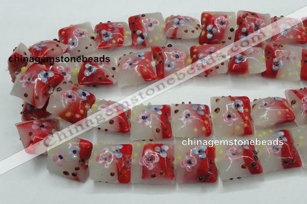 CLG810 15.5 inches 20*20mm square lampwork glass beads wholesale