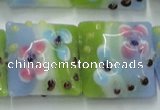 CLG811 15.5 inches 20*20mm square lampwork glass beads wholesale