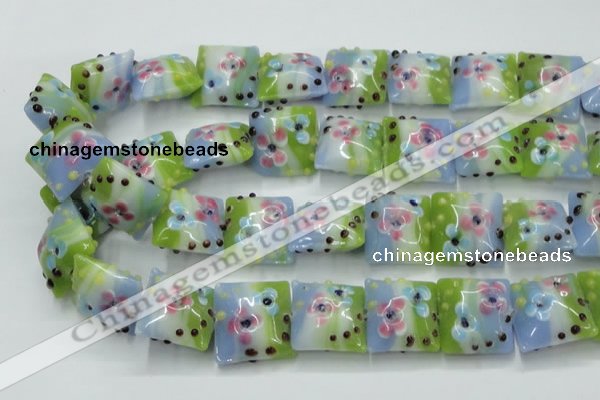 CLG811 15.5 inches 20*20mm square lampwork glass beads wholesale