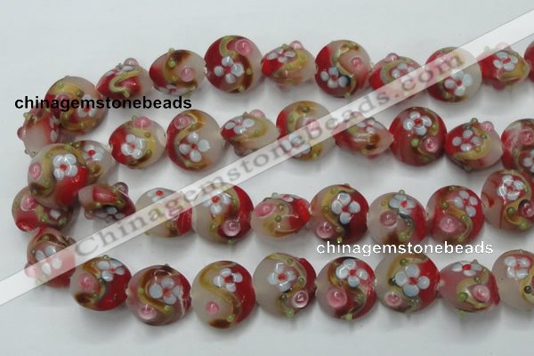 CLG812 15.5 inches 18mm flat round lampwork glass beads wholesale