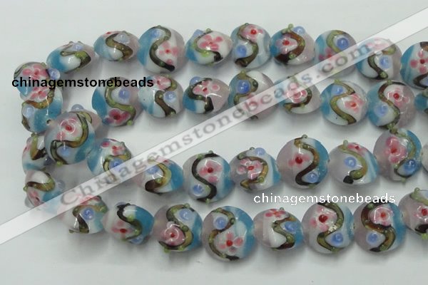 CLG813 15.5 inches 18mm flat round lampwork glass beads wholesale