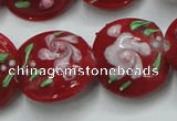 CLG815 15.5 inches 18mm flat round lampwork glass beads wholesale