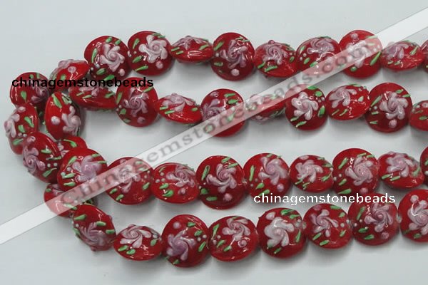 CLG815 15.5 inches 18mm flat round lampwork glass beads wholesale