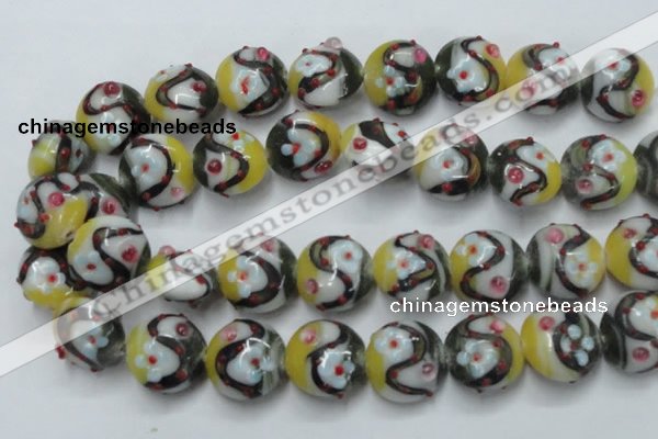 CLG816 15.5 inches 20mm flat round lampwork glass beads wholesale