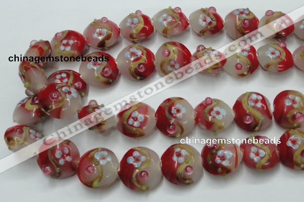 CLG817 15.5 inches 20mm flat round lampwork glass beads wholesale