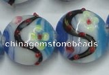 CLG818 15.5 inches 20mm flat round lampwork glass beads wholesale