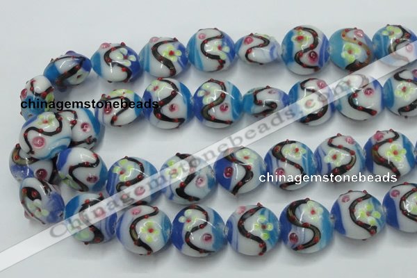 CLG818 15.5 inches 20mm flat round lampwork glass beads wholesale