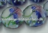 CLG822 15.5 inches 20mm flat round lampwork glass beads wholesale