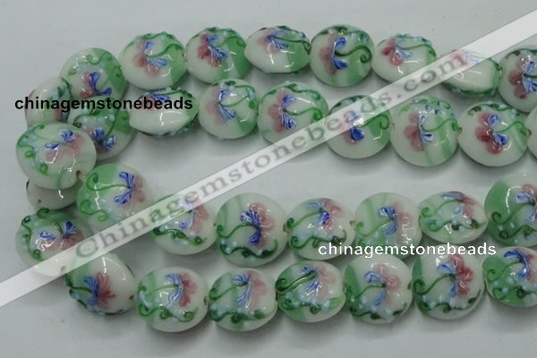 CLG823 15.5 inches 20mm flat round lampwork glass beads wholesale