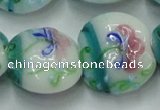 CLG824 15.5 inches 20mm flat round lampwork glass beads wholesale