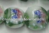 CLG825 15.5 inches 20mm flat round lampwork glass beads wholesale