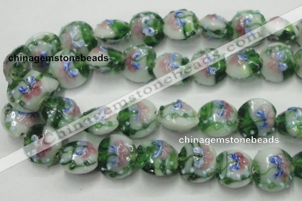 CLG825 15.5 inches 20mm flat round lampwork glass beads wholesale