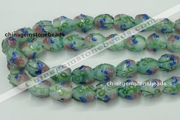 CLG826 15.5 inches 14*18mm pear lampwork glass beads wholesale