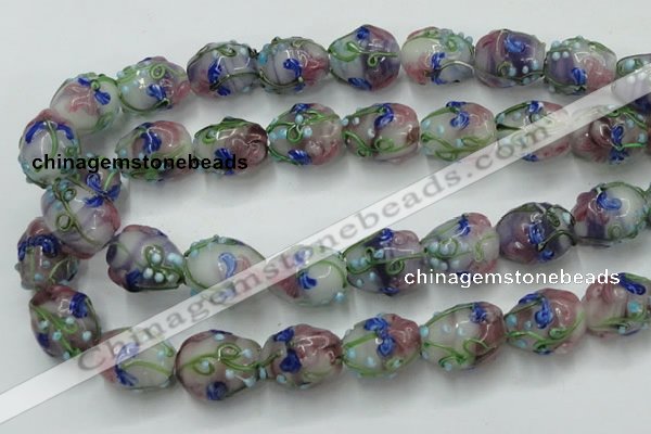 CLG827 15.5 inches 14*18mm pear lampwork glass beads wholesale