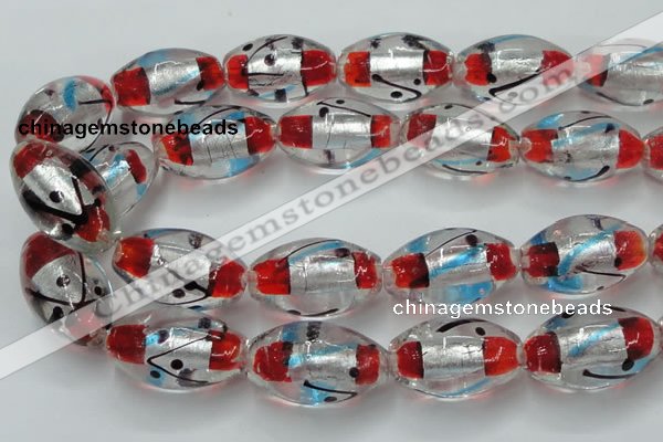 CLG858 15.5 inches 16*28mm rice lampwork glass beads wholesale