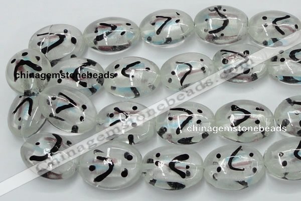 CLG860 15.5 inches 24*30mm oval lampwork glass beads wholesale