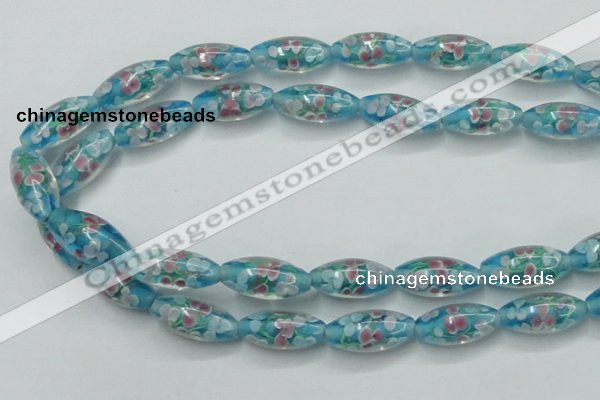 CLG866 15.5 inches 10*20mm rice lampwork glass beads wholesale