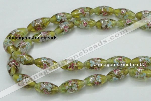 CLG868 15.5 inches 10*20mm rice lampwork glass beads wholesale