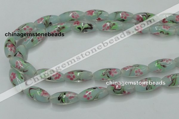 CLG870 15.5 inches 10*20mm rice lampwork glass beads wholesale