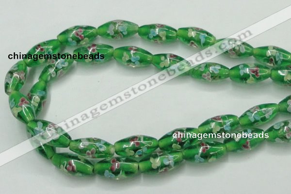 CLG873 15.5 inches 10*20mm rice lampwork glass beads wholesale