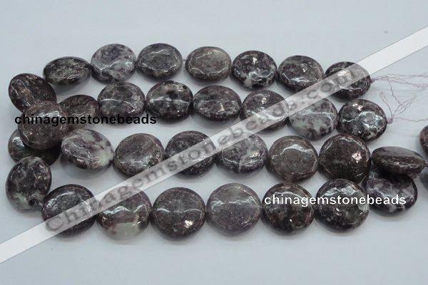 CLI02 15.5 inches 25mm flat round natural lilac jasper beads wholesale