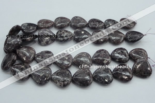 CLI04 15.5 inches 25*25mm heart natural lilac jasper beads wholesale