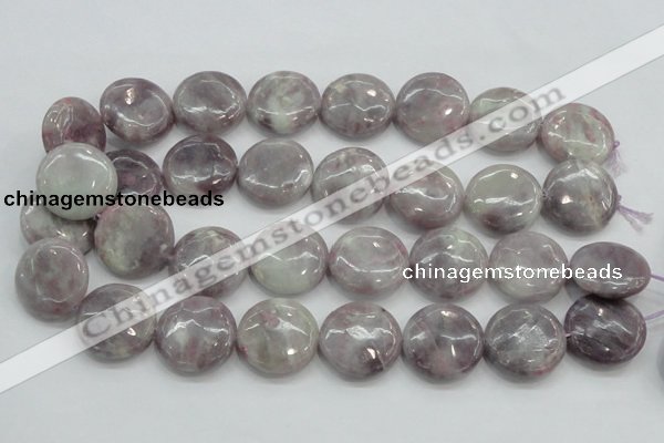 CLI57 15.5 inches 25mm flat round natural lilac jasper beads wholesale