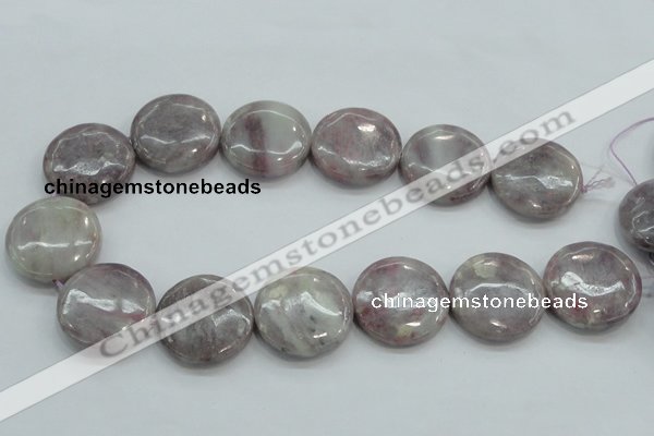 CLI58 15.5 inches 30mm flat round natural lilac jasper beads wholesale