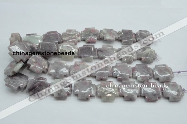 CLI66 15.5 inches 25*25mm cross natural lilac jasper beads wholesale