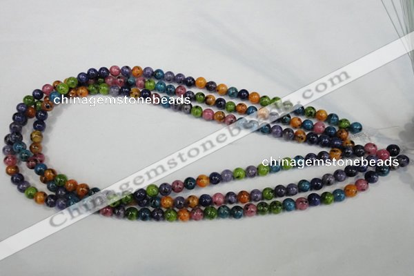 CLJ215 15.5 inches 6mm round mixed color dyed sesame jasper beads