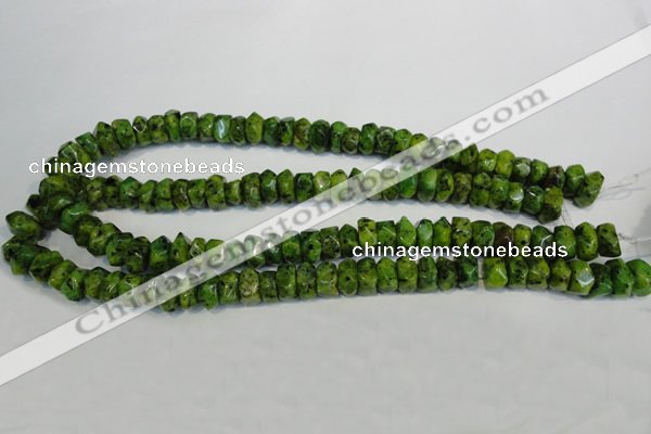 CLJ245 15.5 inches 6*11mm faceted nuggets dyed sesame jasper beads