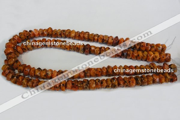 CLJ246 15.5 inches 6*11mm faceted nuggets dyed sesame jasper beads
