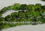 CLJ251 15.5 inches 8*8mm square dyed sesame jasper beads wholesale