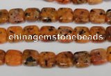 CLJ252 15.5 inches 8*8mm square dyed sesame jasper beads wholesale