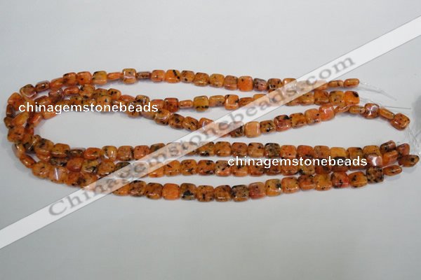 CLJ252 15.5 inches 8*8mm square dyed sesame jasper beads wholesale