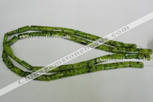 CLJ300 15.5 inches 8*16mm flat tube dyed sesame jasper beads wholesale