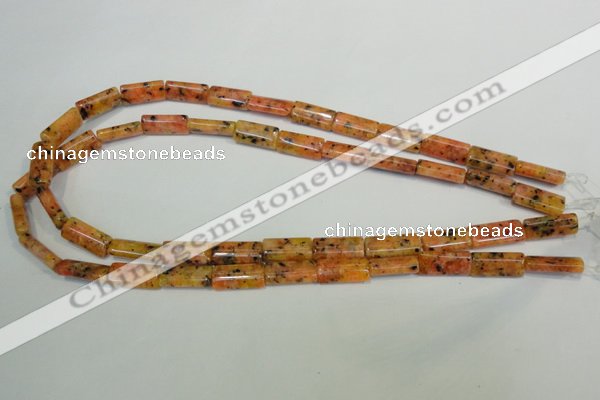CLJ301 15.5 inches 8*16mm flat tube dyed sesame jasper beads wholesale
