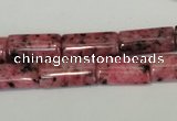 CLJ302 15.5 inches 8*16mm flat tube dyed sesame jasper beads wholesale