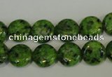 CLJ312 15.5 inches 12mm flat round dyed sesame jasper beads wholesale