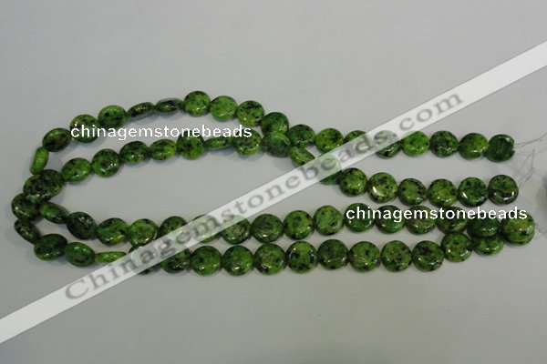 CLJ312 15.5 inches 12mm flat round dyed sesame jasper beads wholesale