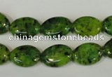 CLJ318 15.5 inches 10*14mm oval dyed sesame jasper beads wholesale