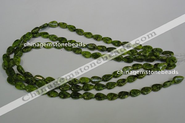 CLJ330 15.5 inches 8*12mm flat teardrop dyed sesame jasper beads
