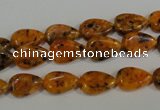 CLJ331 15.5 inches 8*12mm flat teardrop dyed sesame jasper beads