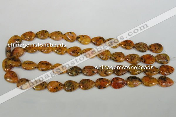 CLJ336 15.5 inches 13*18mm flat teardrop dyed sesame jasper beads